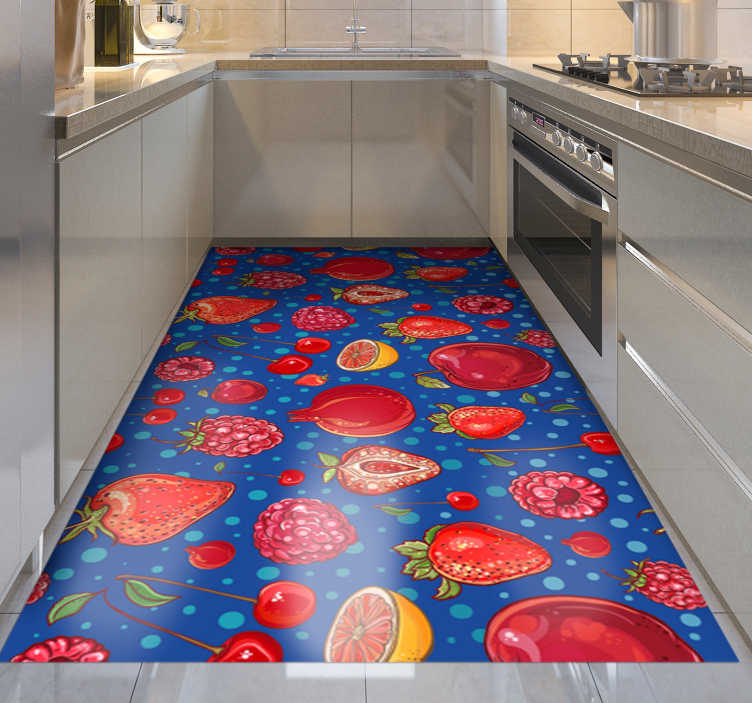 Berries and other fruits kitchen vinyl rug - TenStickers