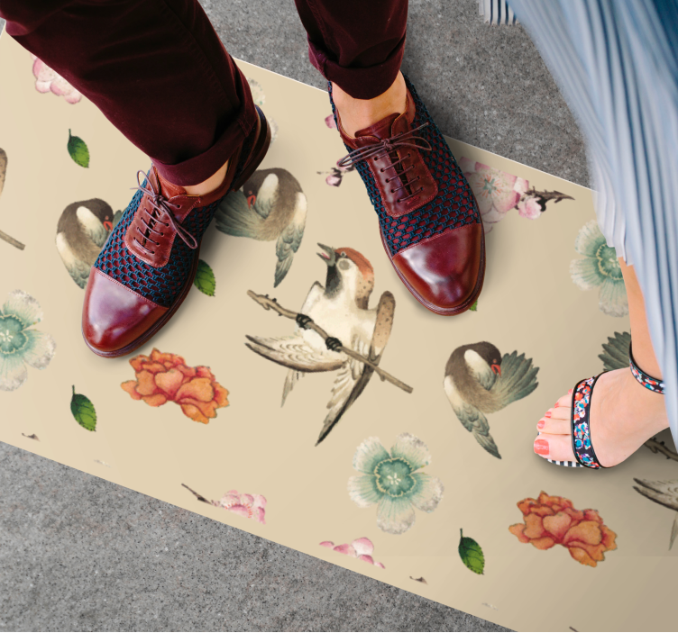 Birds and flowers animal mat - TenStickers