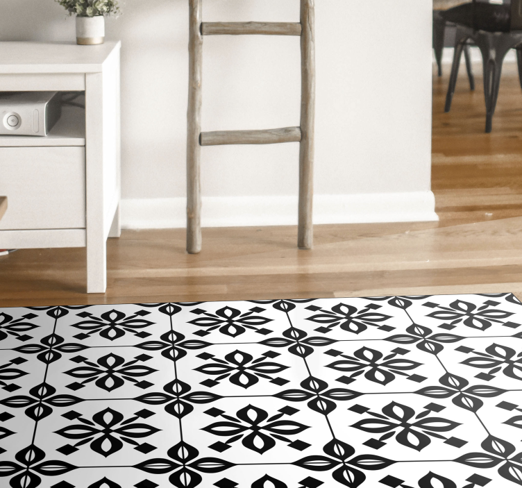 black and white mandala vinyl rug - TenStickers