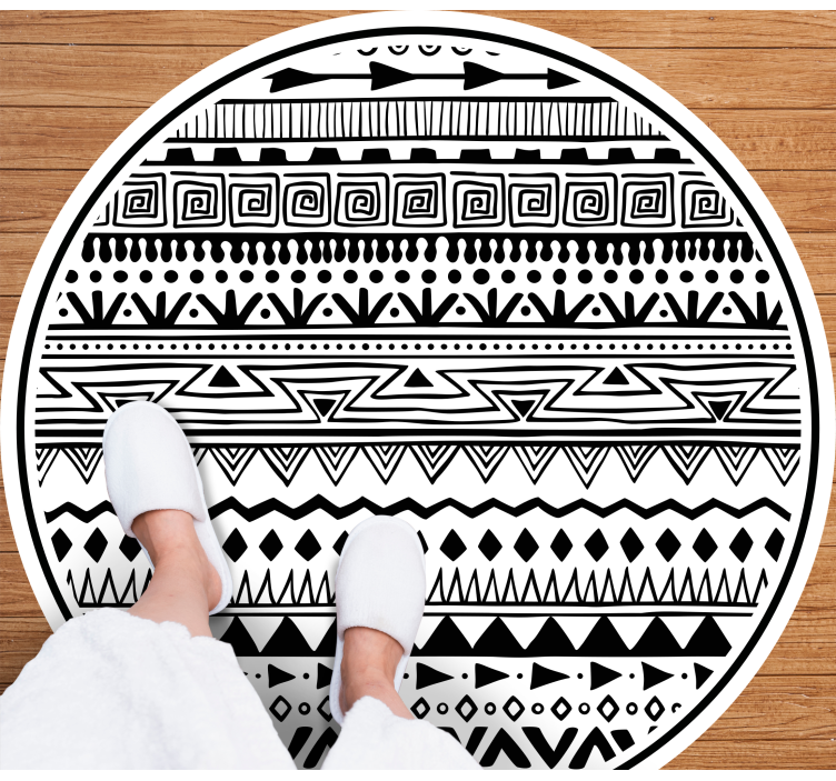 BLACK AND WHITE PATTERNS ethnic rug - TenStickers