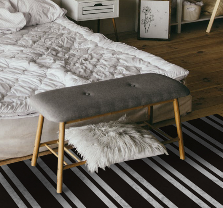 Black and white stripes vinyl rug - TenStickers