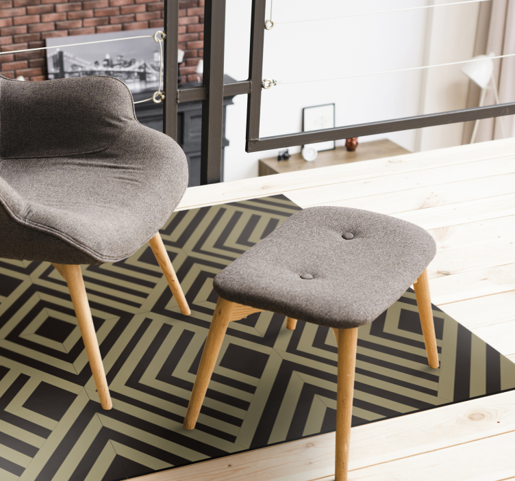 Black diamond geometric vinyl rug - TenStickers