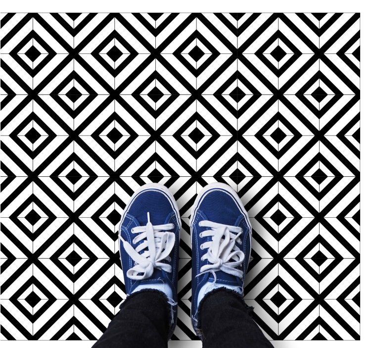 Black and white diamonds geometric rug - TenStickers