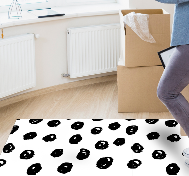 black dots pattern on white background vinyl rug - TenStickers