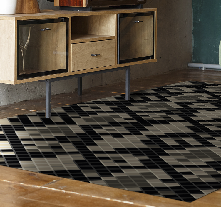 Black Geometric Pattern mosaic rug - TenStickers