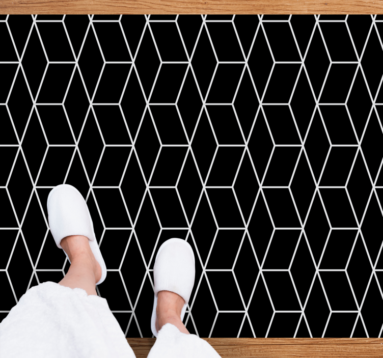 Black Hexagonal Pattern geometric rug - TenStickers