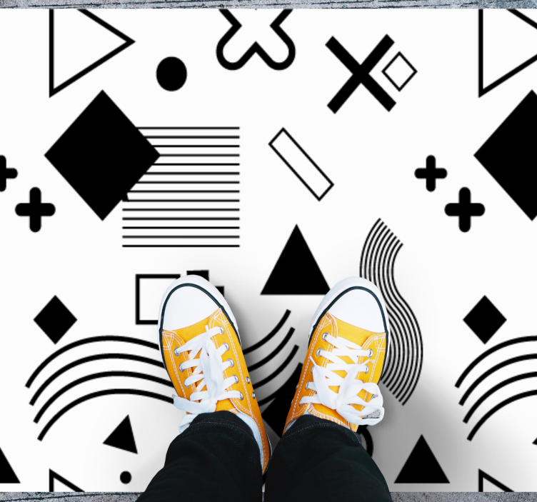 Black Patterns geometric rug - TenStickers