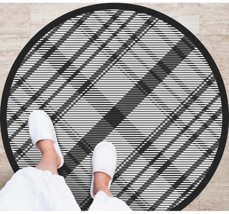 Black Plaid Pattern stripes rug - TenStickers