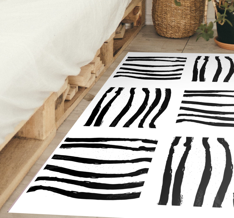 Organic black lines stripes rug - TenStickers