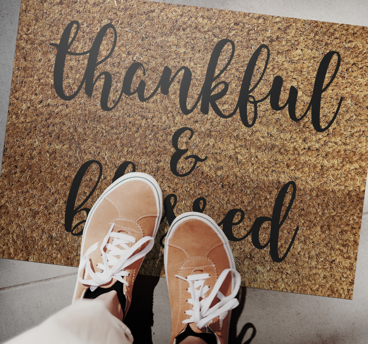 Thankful and blessed quote rug - TenStickers