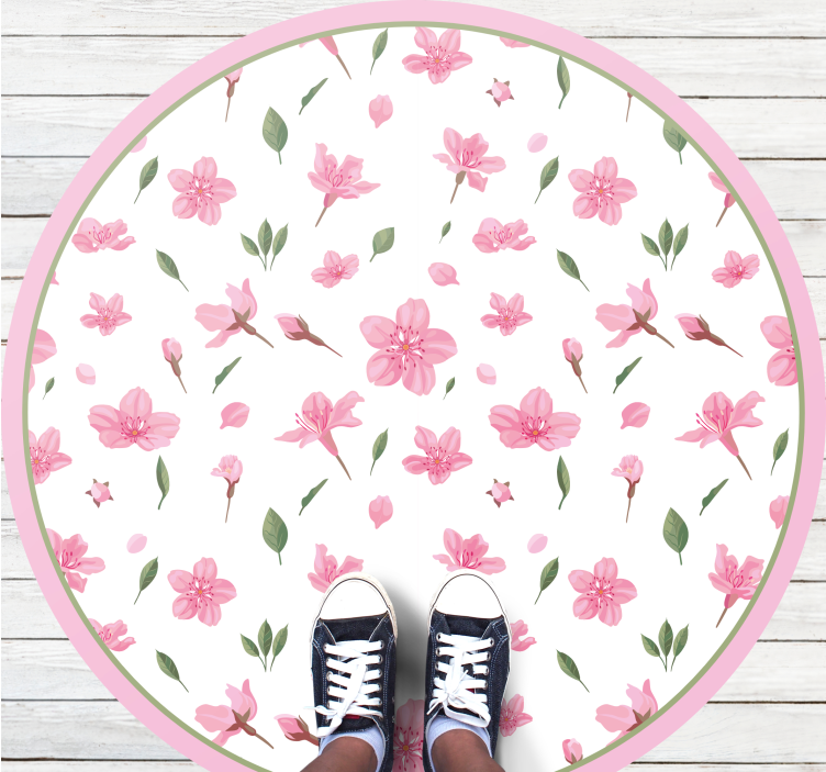 Blooming Pink Flower floral rug - TenStickers