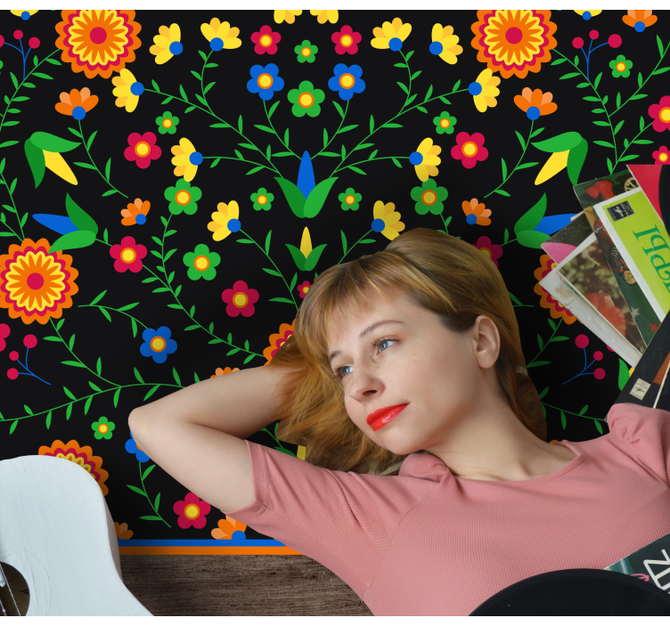 Colors Vibrant Motif floral rug - TenStickers