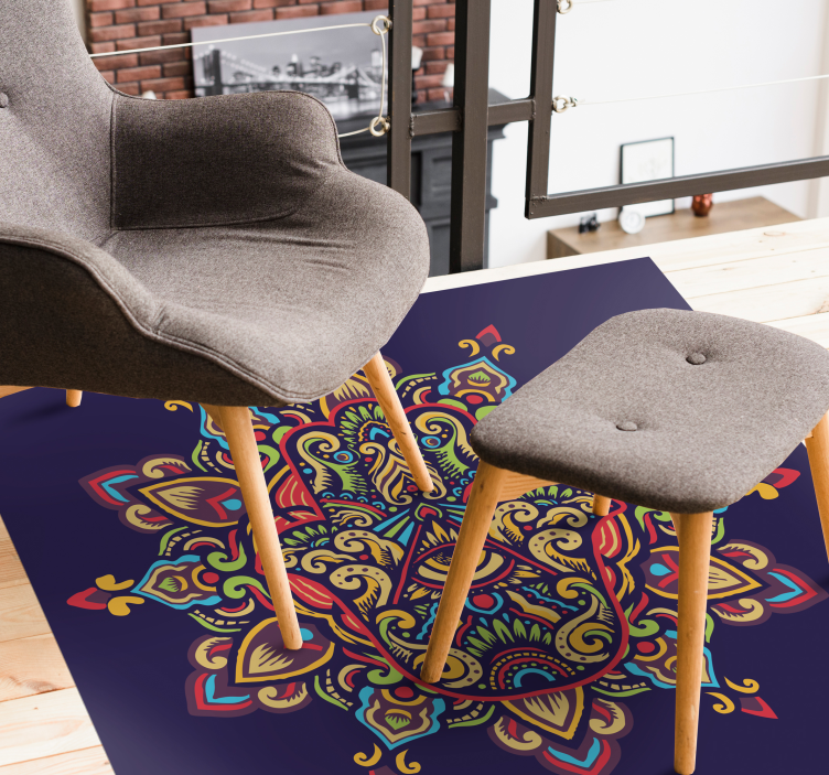 Blue background design mandala rug - TenStickers
