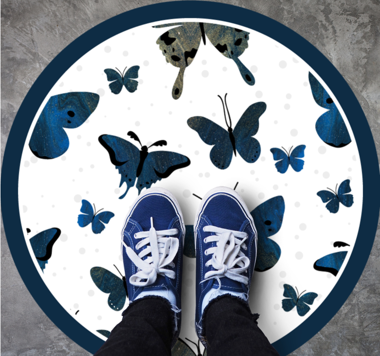 Blue butterflies motif animal mat - TenStickers