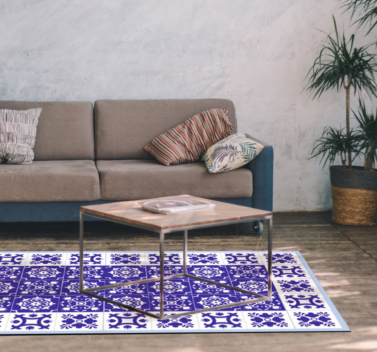 Blue Ceramic Pattern bathroom mat - TenStickers