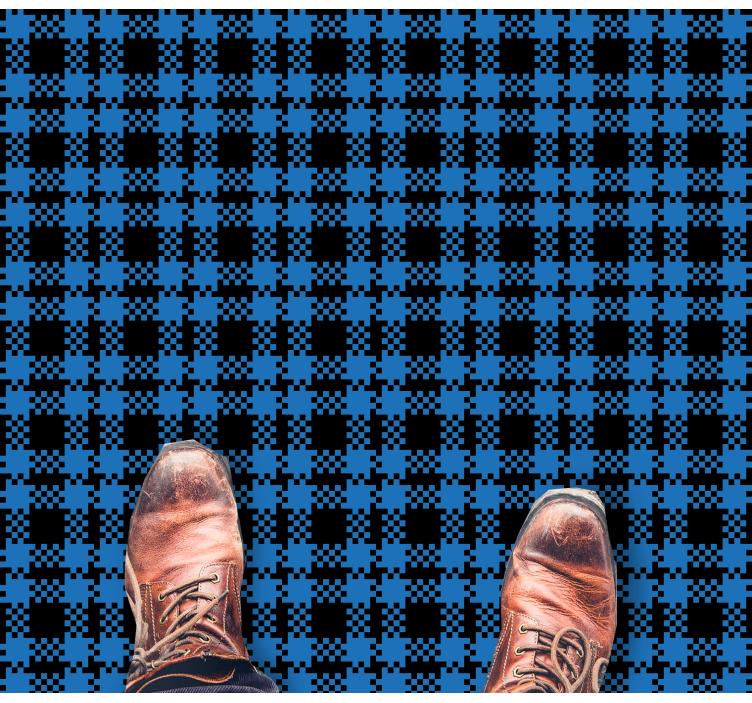 Blue Checker Pattern tile carpet - TenStickers