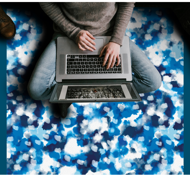 Blue cloud pattern kids rug - TenStickers