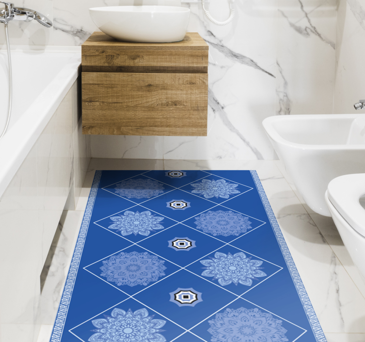 Blue floral elements bathroom mat - TenStickers