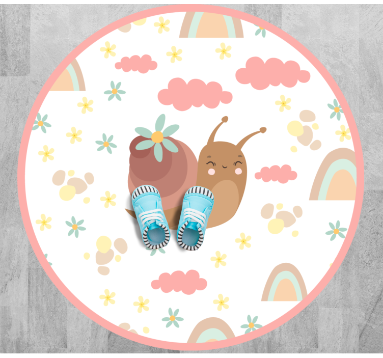 Blue flower and snail floral rug - TenStickers
