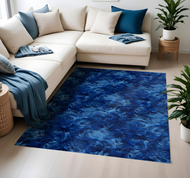 Blue fur effect vinyl rug - TenStickers