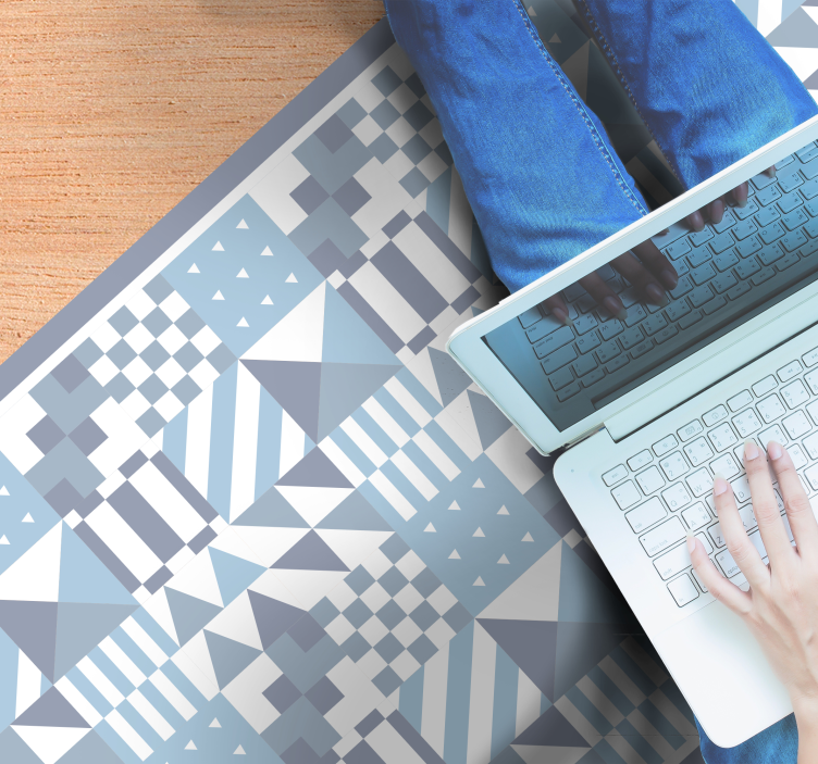 Blue Geometric Patterns tile carpet - TenStickers