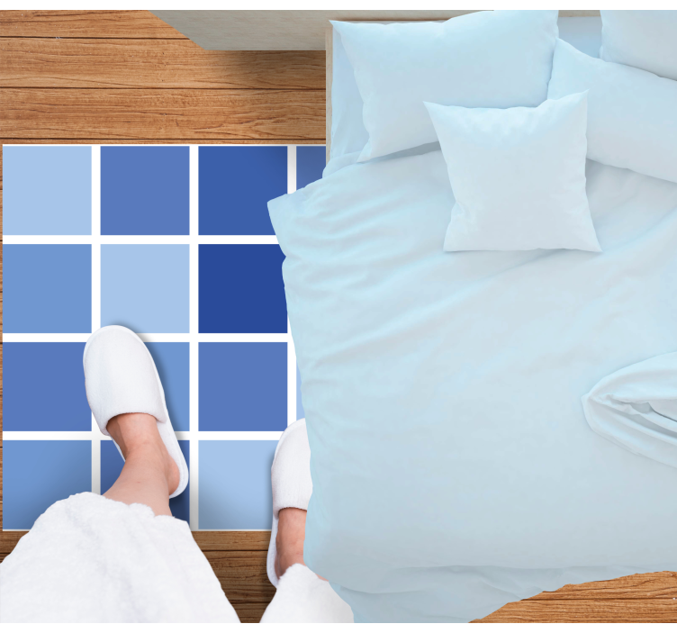 Blue grid pattern bathroom mat - TenStickers