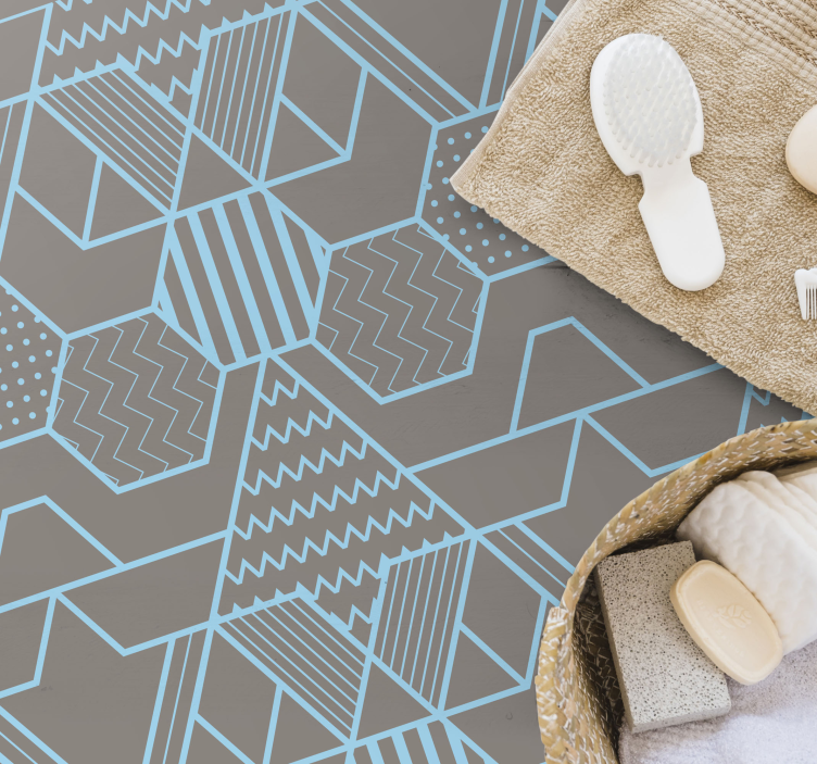 Blue hexagons and diamonds mosaic floor tiles - TenStickers