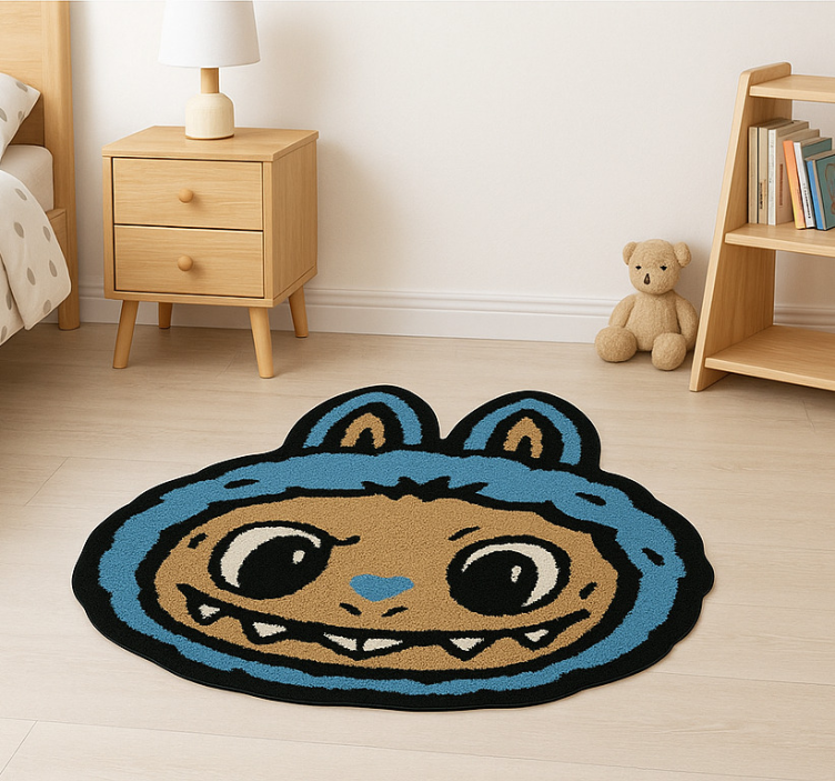 Blue Labubu design kids rug - TenStickers