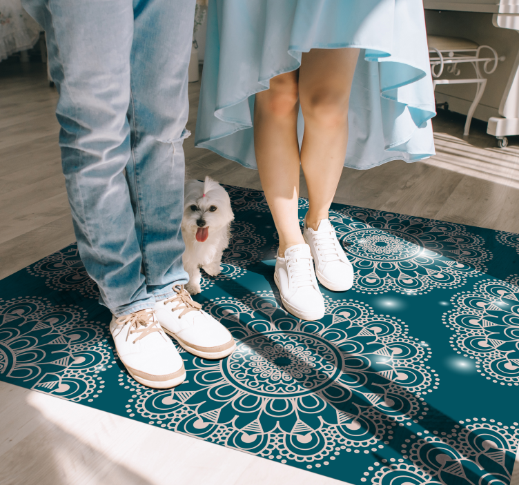 Blue magic pattern mandala rug - TenStickers