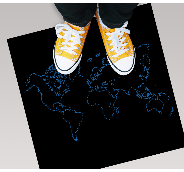 Blue outline on black kitchen floor carpet - TenStickers