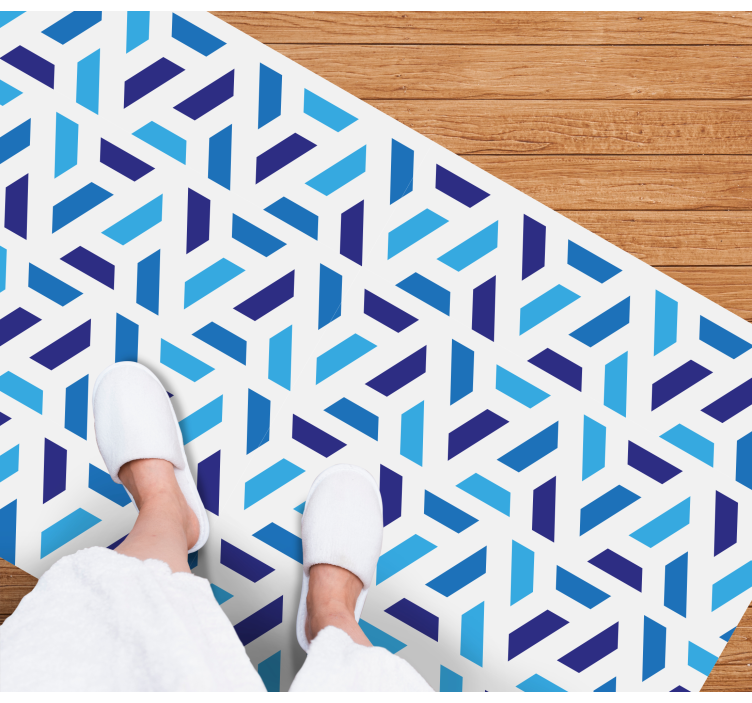 Blue patterned shapes geometric rug - TenStickers