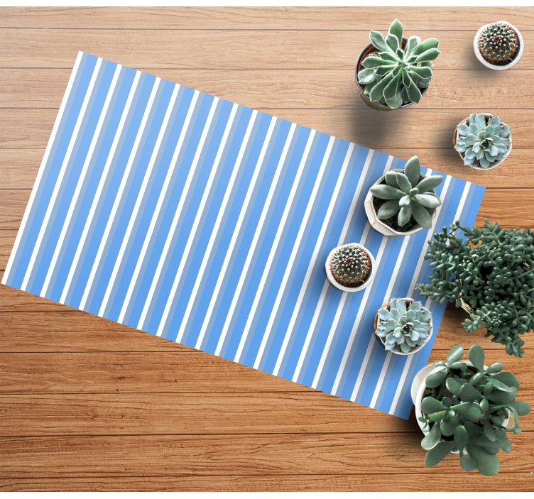 Blue and white design stripes rug - TenStickers