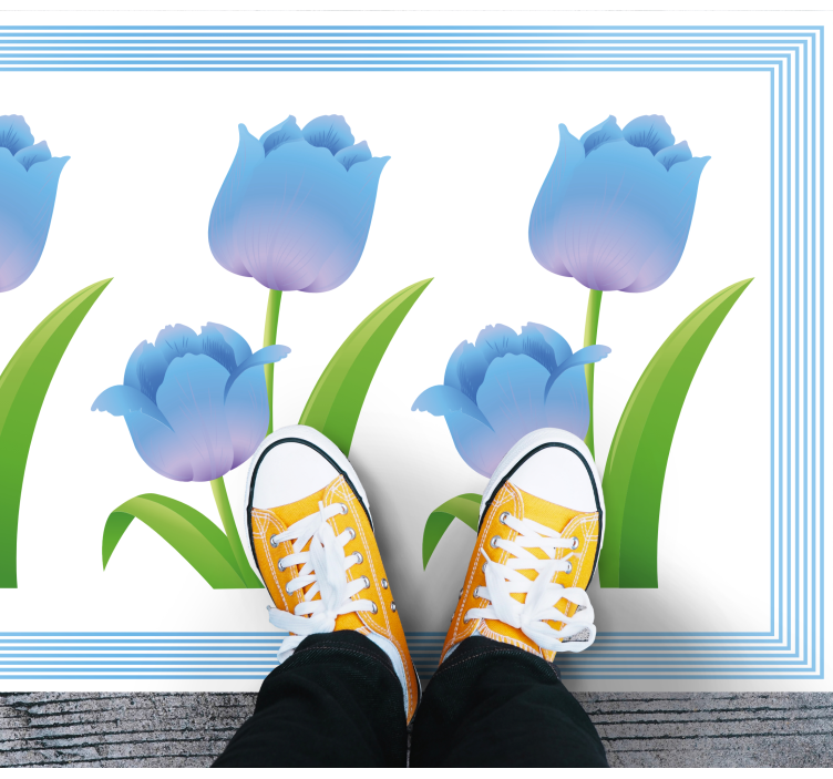 Blue Tulip Display floral rug - TenStickers
