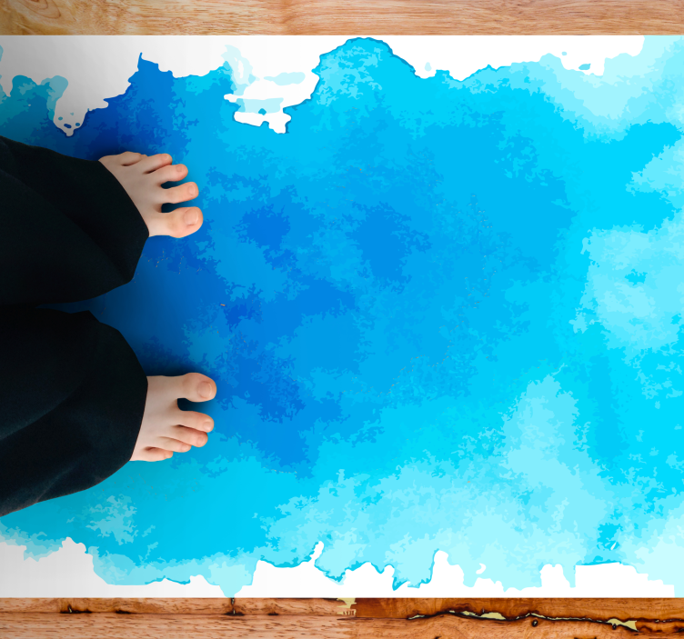 Blue watercolor splash minimalistic rug - TenStickers