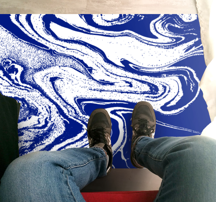 Bold Blue Swirls marble rug - TenStickers