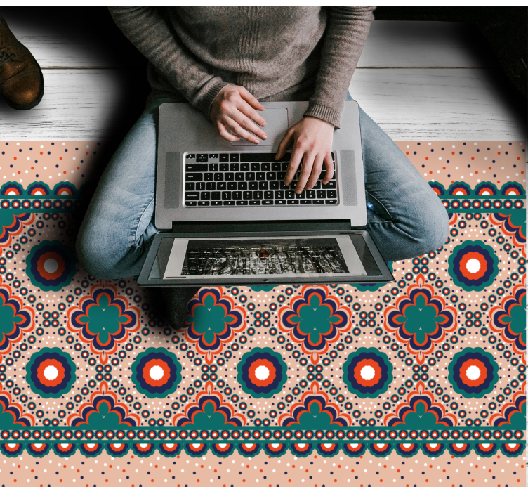 Bold Floral Motif ethnic rug - TenStickers