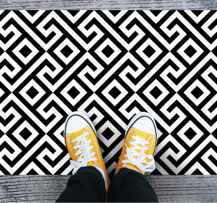 Bold black and white pattern geometric rug - TenStickers