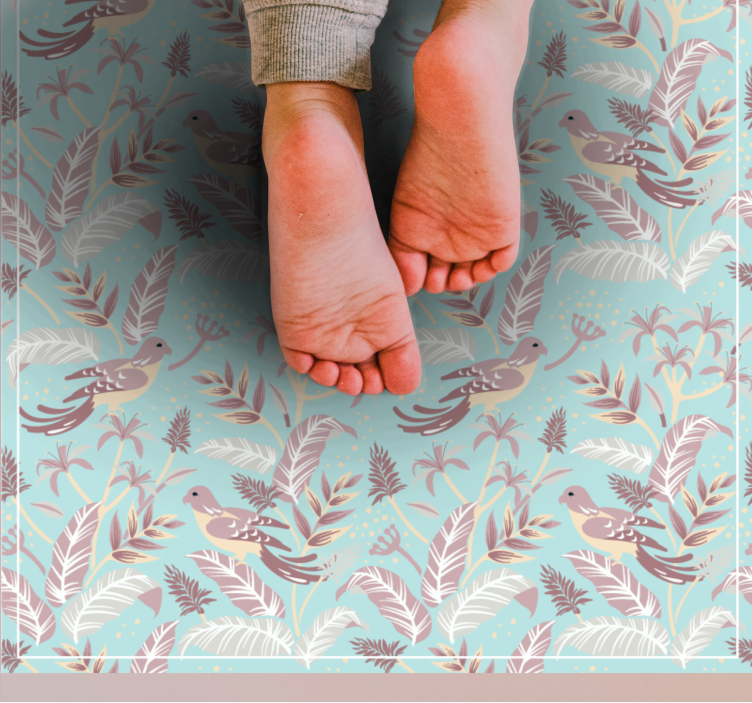 Botanical Avian Motif floral rug - TenStickers
