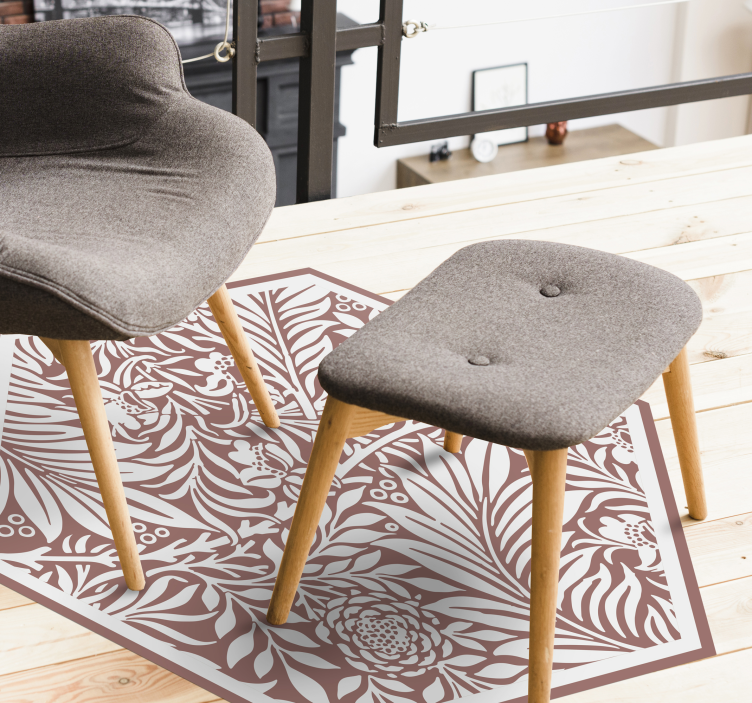 Botanical Balance Hexagon floral rug - TenStickers