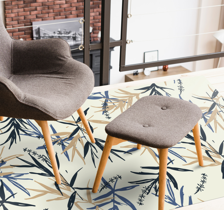 Botanical Bamboo Pattern floral rug - TenStickers