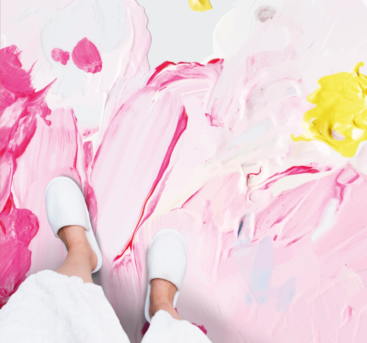 Teenage bedroom rug in abstract brushstrokes design - TenStickers