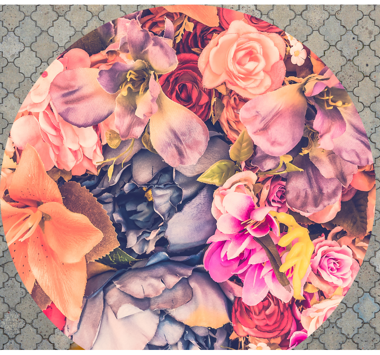Blossom Circular Composition floral rug - TenStickers