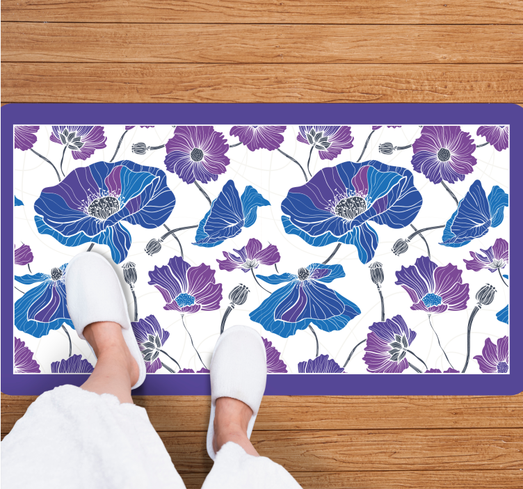 Blue botanical dream floral rug - TenStickers