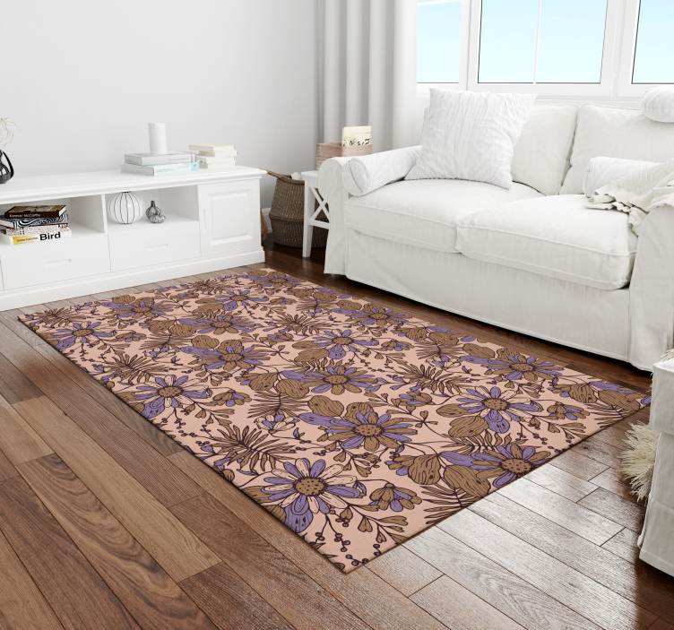 Botanical Floral Pattern flower rug - TenStickers