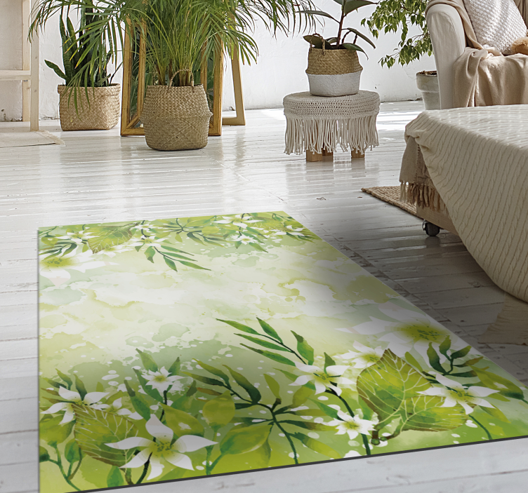 Botanical Greenery floral rug - TenStickers