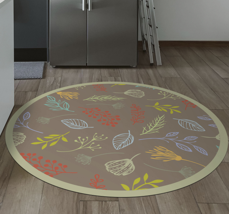 Botanical Leaf Print floral rug - TenStickers