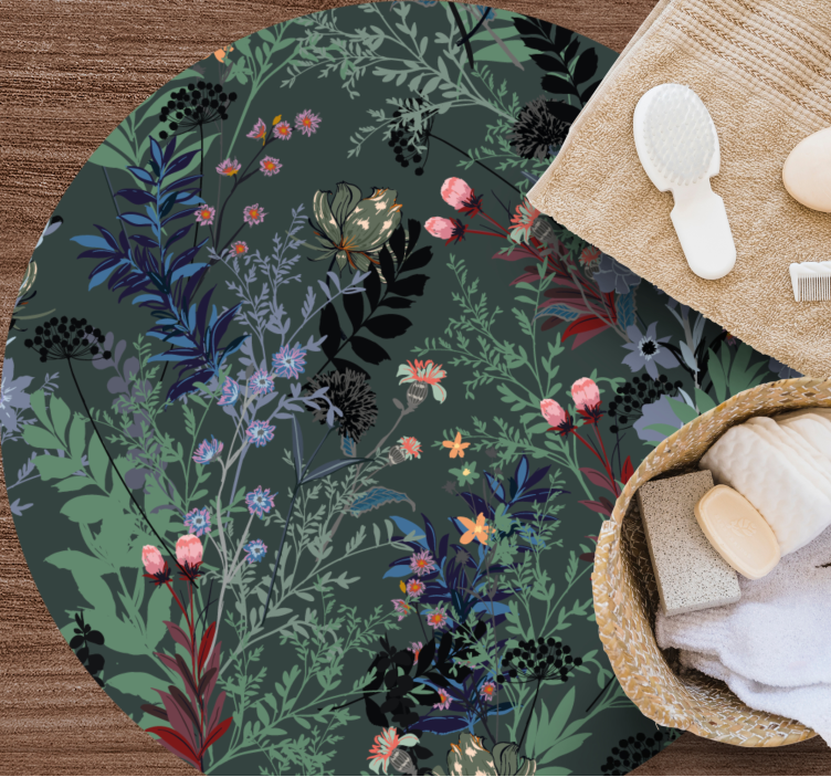 Botanical Motif floral rug - TenStickers
