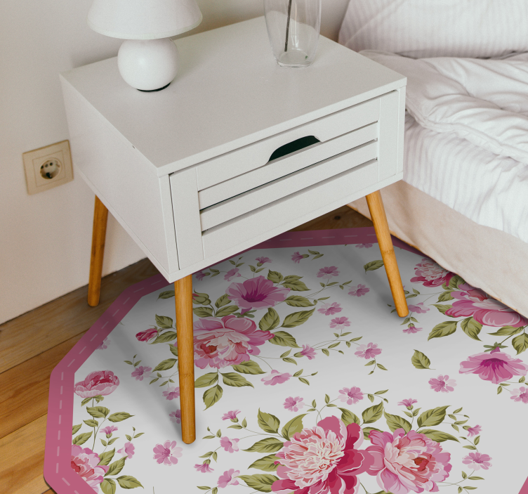 Botanical Octagon floral rug - TenStickers