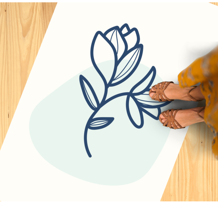 Botanical Outline Illustration floral rug - TenStickers