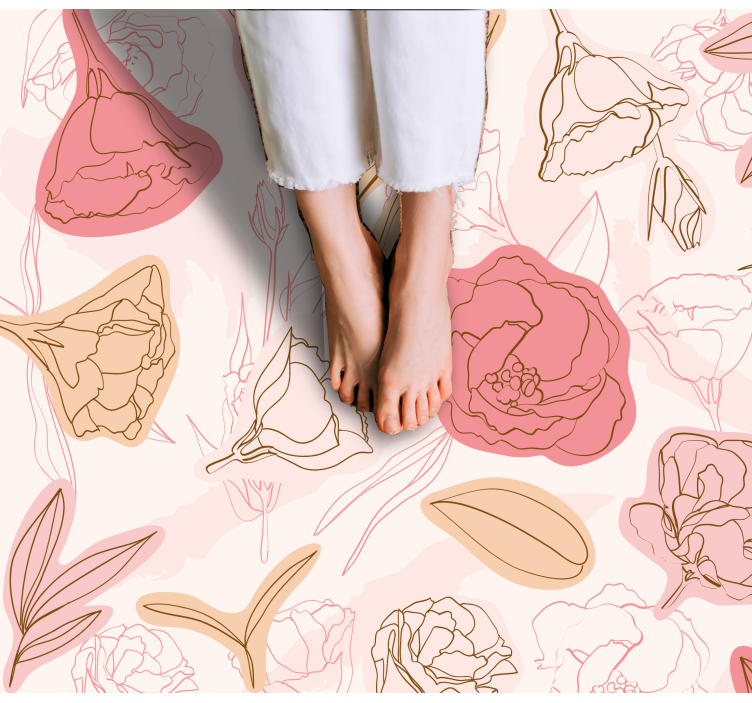 Botanical Outline Style floral rug - TenStickers